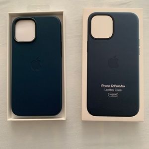 NIB navy blue iPhone 12 Pro Max Leather Case with MagSafe - Baltic Blue color